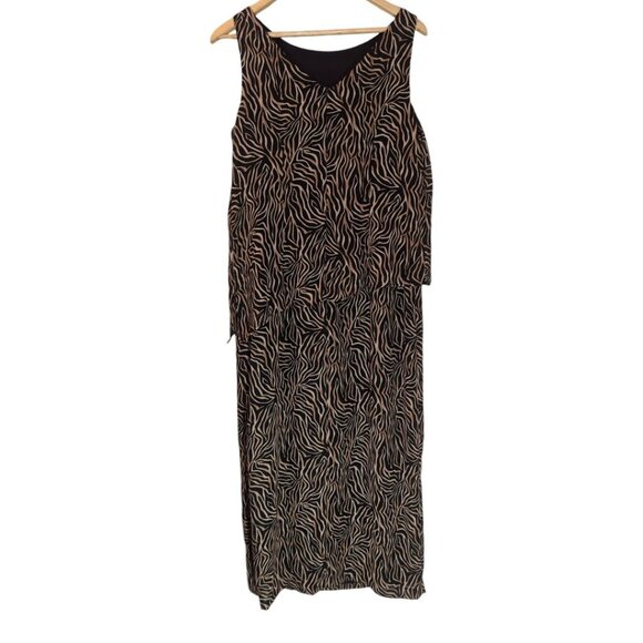 Vintage Zebra Print Sleeveless Maxi Dress Womens Size 14 by MSK Made in USA - Picture 2 of 6